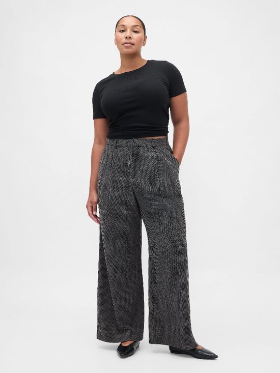 GAP Pants - NEW | Gap | 365 High Rise Brushed Twill Pleated Trousers | Black/Gray Gingham
